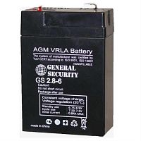картинка GENERAL SECURITY GS 2,8-6 Аккумулятор  (6В, 2.8Ач) от магазина Интерком-НН