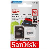 картинка Память microSDXC UHS-I 64Gb SanDisk Ultra 100Мб/с class10 с адаптером (SDSQUNR064GGN3MA) от магазина Интерком-НН