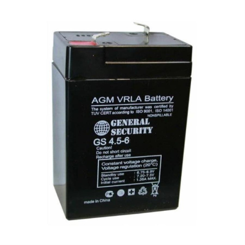 картинка GENERAL SECURITY GS 4,5-6 Аккумуляторная батарея необслуживаемая 6В, 4.5А/ч от магазина Интерком-НН