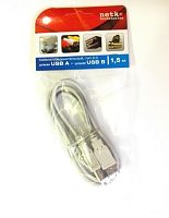 картинка Кабель штекер USB A - штекер USB В 2.0 (1,5м), серый, блистер Netko от магазина Интерком-НН
